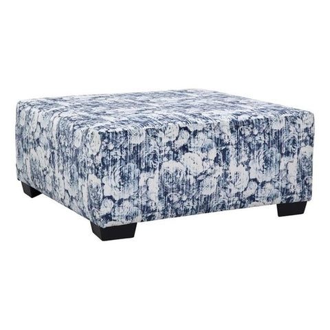 American Furniture Classics Model 8-080-AO4V1 Casual Comfort Series Blue Floral Square Upholstered Ottoman