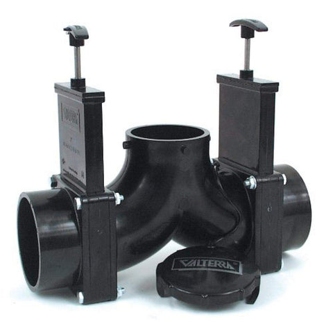 Valterra T84 3" Hub x 3" Hub x 3" Bay with Cap Double Ell Rotating Valve Assembly,Black