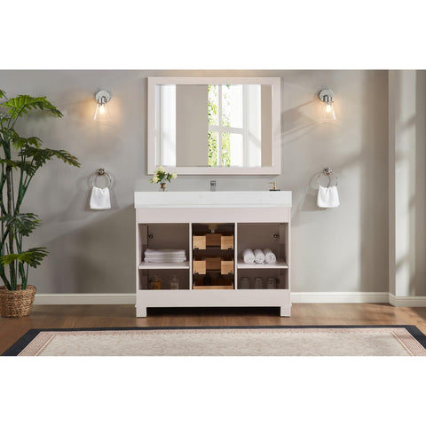 Legion Furniture Solid Wood Sink Vanity, Artificial Stone Top Bathroom Vanity 48"/Light Pink