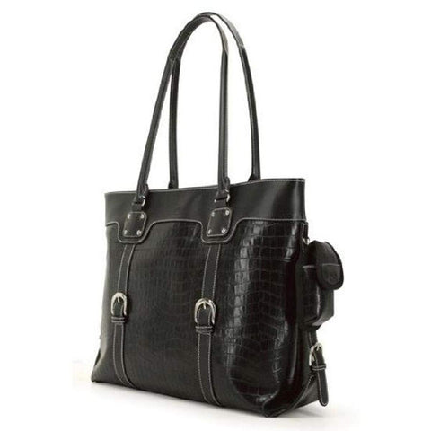 Mobile Edge Signature Women's Laptop Tote Bag, Fits 16" PC and Compatible with MacBook 17", Black Faux-Croc, METSC1