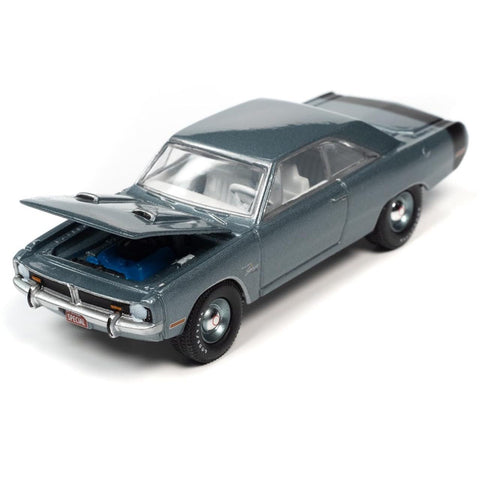 1971 Dart Swinger 340 Special Light Gunmetal Gray Met w/Black Tail Stripe Vintage Muscle Ltd Ed 1/64 Diecast Model Car by Auto World 64362-AWSP105 A