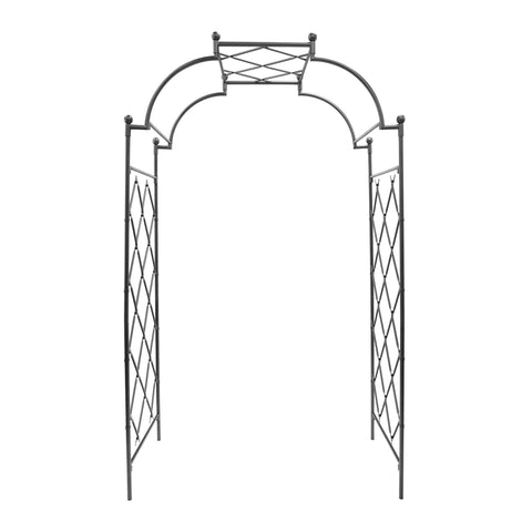 Achla Designs 106" H Graphite Powdercoat Finish Wrought Iron Lattice Tunnel Arbor