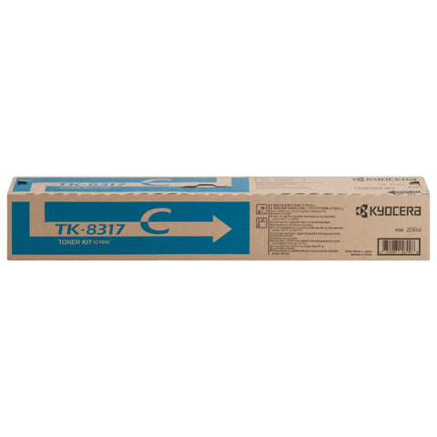 KYOCERA 1T02MVCUS0 Model TK-8317C Cyan Toner Cartridge for use TASKalfa 2550ci Color Multifunction Printer, Up to 6000 Pages Yield at 5% Average Coverage