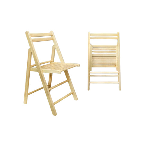 Oakestry Wooden Folding Chairs Set of 2, Natural Rubberwood Portable Foldable Chairs for Indoor Outdoor Events, Space Saving Dining & Party Seating