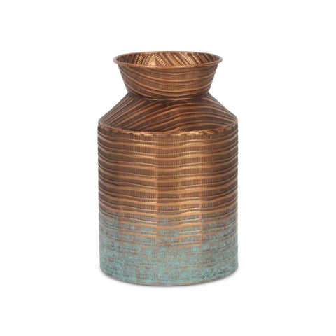 Kyani Copper and Rustic Teal Milk Jug Vase Decor - Small