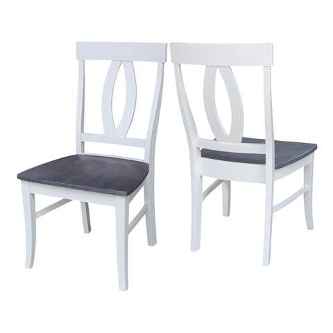 International Concepts Set of Two Cosmo Verona Chairs, White/Heather gray