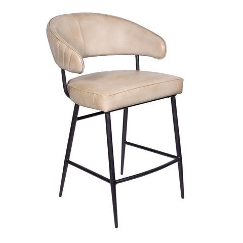 Moti Barrett Counter Stool in Mid-Century Stone Finish on Authentic Leather