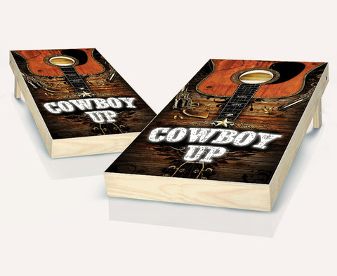 Skip's Garage Cowboy Up Cornhole Set - 2x4 Boards (Corn Filled Bags) - Include Board Edge Lights