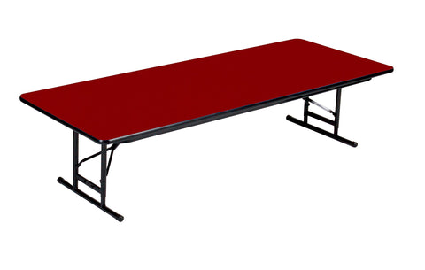Correll 30"x60" Commercial Duty Adjustable Height Short Folding Table, Red HP Laminate Top, Heavy Duty 3/4" Thick Core, USA Made (CFA3060PXS-35)
