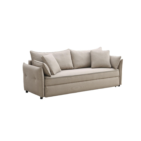 Irina Sofa w/Sleeper Storage  and 4 Pillows Beige Fabric