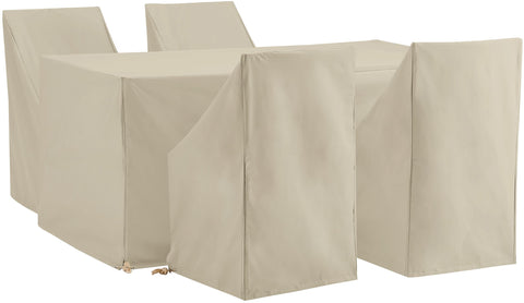 5Pc Outdoor Dining Furniture Cover Set Tan - 4 Dining Side Chairs & 1 Dining Table