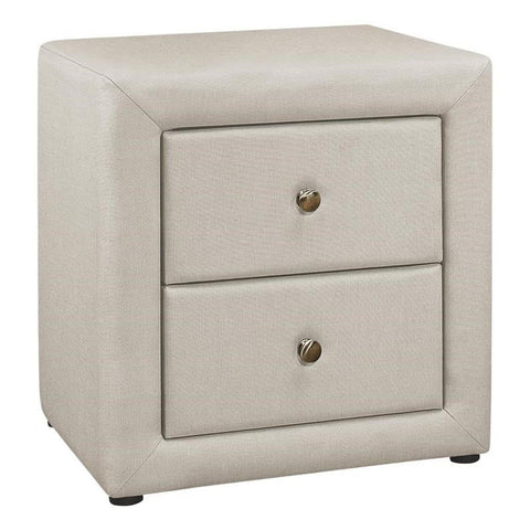 Monarch Specialties 5605 Accent, End, Side, Lamp, Storage Drawer, Bedroom, Upholstered, Transitional Nightstand, 20.5" L x 16.25" W x 20.75" H, Beige Linen-Look/Chrome