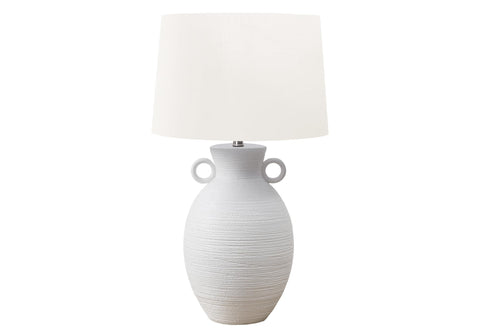 Monarch Specialties I 9943 Lighting, 30" H, Table Lamp, White Ceramic, Ivory/Cream Shade, Transitional