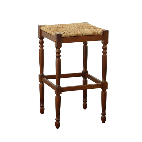 Carolina Chair & Table Hawthorne 24" Counter Stool with Woven Rush Seat - Vintage Solid Wood Frame, Hand Finish Backless Stool - Contemporary Footrest Furniture for Bar, Kitchen, Dining (Chestnut)