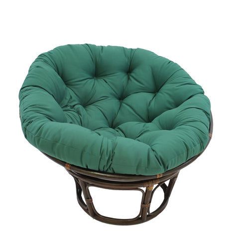 International Caravan Furniture Piece 42-Inch Rattan Papasan Chair with Solid Twill Cushion