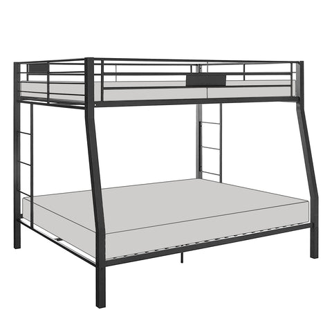 Acme Limbra Metal Frame Full XL Over Queen Bunk Bed with Ladder in Sandy Black