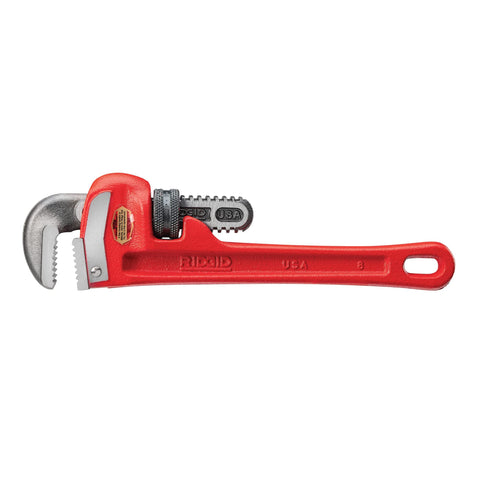 RIDGID 31005 Model 8 Heavy-Duty Straight Pipe Wrench, 8-inch Plumbing Wrench, Small, Red