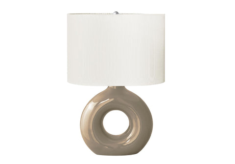 Monarch Specialties I 9669 Lighting, 24" H, Table Lamp, Brown Ceramic, Ivory/Cream Shade, Contemporary, Modern