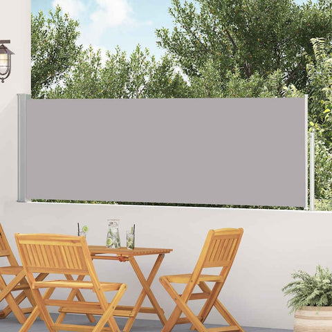 Oakestry Premium Gray Retractable Patio Side Awning Outdoor Privacy Screen UV and Tear Resistant Polyester Fabric with Durable Steel Base Shade Divider for Garden Balcony Terrace