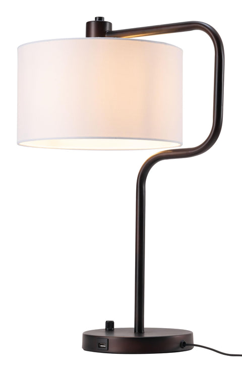 Zuo Middlemist Table Lamp White, White Table Lamp, Modern Style, Dimmable, Steel, Lighting Table Lamps, 15.7" W x 11" D x 21.9" H