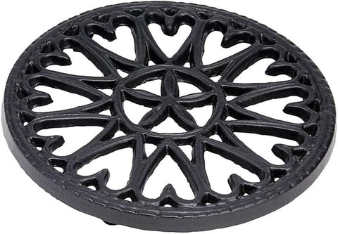 Oakestry Sunburst, Attractive Design Round woodstove Tabletop Cast Iron Trivet for Kitchen Countertop Or Dining Table, 7" Diameter,C-33BB,Blue/Black