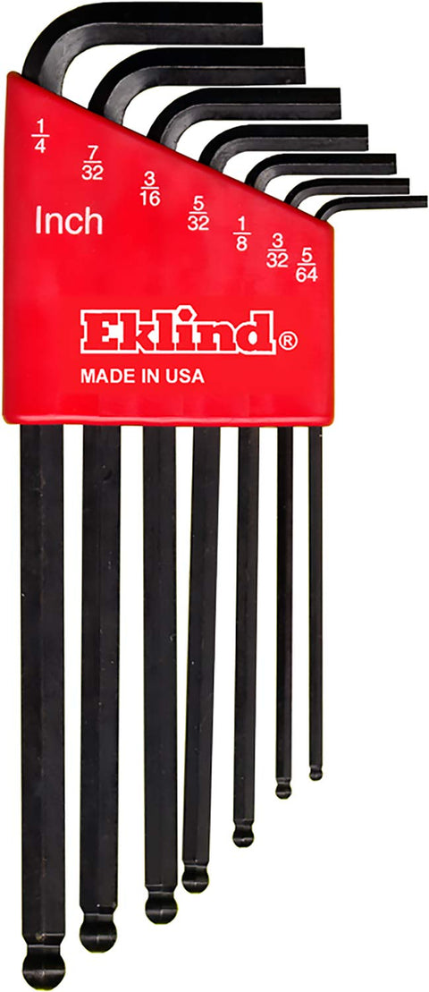 EKLIND 13207 Ball-Hex-L Key allen wrench - 7pc set SAE Inch Sizes 5/64-1/4 Long series