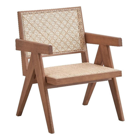 Acme Furniture Velentina Square Arm Rattan & Wood Accent Chair in Natural