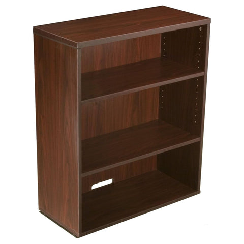 Oakestry Mahogany Open Hutch Bookcase High Office Shelving Unit Modular Storage Component Laminate Finish Scratch Resistant Straight Edge Design Workspace Organizer Professional Desk Accessory