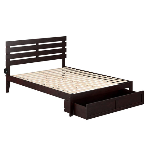 Oxford Queen Bed with Foot Drawer in Espresso