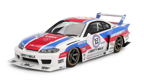 Truescale Miniatures LB-Super Silhouette S15 Silvia RHD (Right Hand Drive) #12 "GARASI Drift White with Red and Blue Graphics 1/18 Model Car by Top Speed TS0635