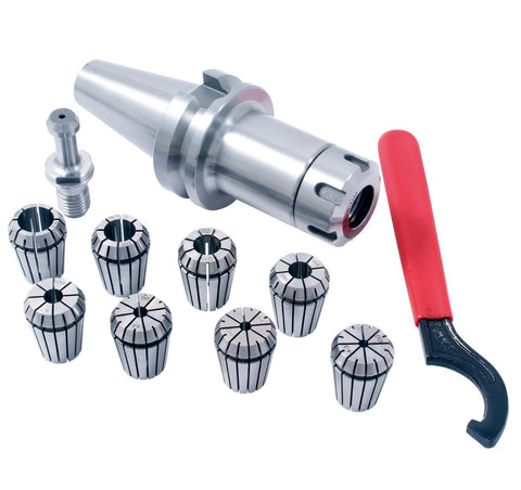 HHIP 3901-5101 BT-40 ER-25 10 Piece Collet and Chuck Set, ER-25, 3.94" Gage Length