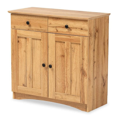 Lauren Modern and Contemporary Oak Brown Finished Wood 2-Door Buffet Kitchen Cabinet