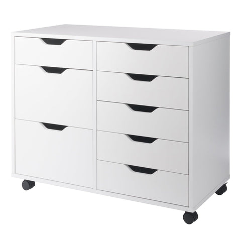 Winsome Halifax Storage Mobile Cabinets, 2 Doors, 6 Drawers, for Home Office, White