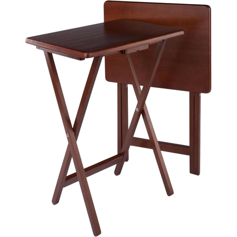 Oakestry Alex Foldable Snack Table Set of 2, Beech Wood Small Portable Folding Tables for Living Room, TV Dining, Work from Home & Crafts