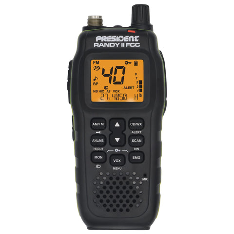President Randy II FCC - First FCC Approved AM/FM Handheld CB Radio with NOAA Weather Channel, ANL Filter, ASC, Scan Skip, VOX Built-in, 7-Color LCD Dispplay