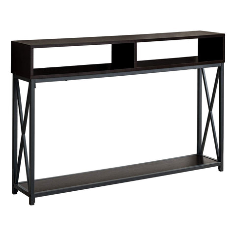 Monarch Specialties I 3574 Accent Table, Console, Entryway, Narrow, Sofa, Living Room, Bedroom, Metal, Laminate, Brown, Black, Contemporary, Modern