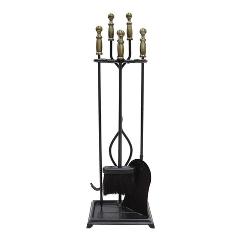 Minuteman International Westminster 5-piece Fireplace Tool Set, Antique Brass and Black