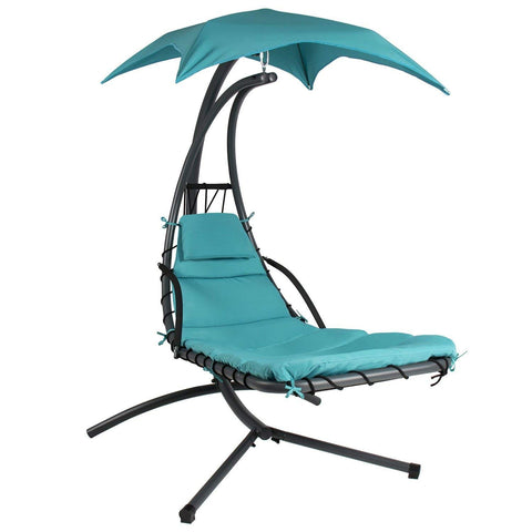FastFurnishings Teal Single Person Sturdy Modern Chaise Lounger Hammock Chair Porch Swing