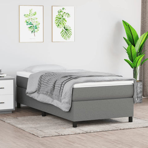 vidaXL Bed Frame Dark Grey Fabric (100% Polyester), Plywood, Engineered Wood