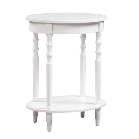 Convenience Concepts Classic Accents Brandi Oval End Table with Drawer 20.5" - Classic Living Room Side Table with Storage Shelf, Bedroom Nightstand, White