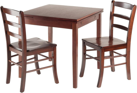 Oakestry Pulman 3-Piece Extendable Dining Set with Expandable Table and Ladder Back Chairs – Compact Solid Wood Dining Solution for Kitchen or Small Spaces