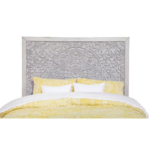 Origins by Alpine Aria Full-Queen Wood Headboard in Weathered Light Gray