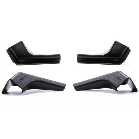 Camco RV Gutter Spouts with Built-in Extensions | Direct Rain Water Runoff Away from The RV | Features an Easy Installation, a Sun Resilient Resin Construction, and Comes in a 4-Pack of Black (42452)