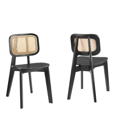 Modway EEI-6077-BLK Habitat Wood Dining Side Chair Set of 2, Black
