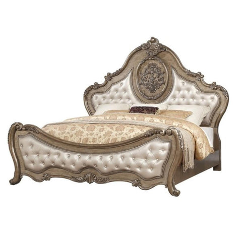 ACME Furniture King Bed, PU and Vintage Oak