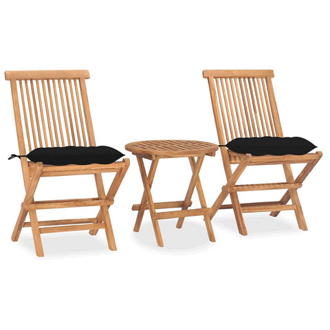 vidaXL Folding Patio Dining Set with Cushion 3 Piece, Garden Dining Set, Outdoor Table and Chair, Patio Furniture, Solid Teak Wood