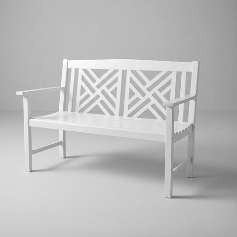 Achla Designs Fretwork Garden Bench, 4 ft White