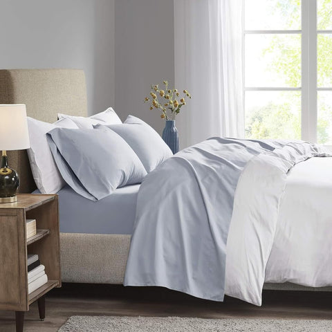 Oakestry (MP20-2447 3M Microcell Color Fast Hotel Luxury with All-Round Elastic Deep Pocket Bedding Set Fitted Sheet Flat Sheet Pillow Cases, Twin XL, Blue