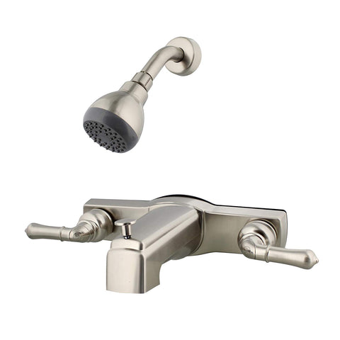 Empire Faucets U-YNN68N 8" Non-Metallic Tub/Shower Diverter with Teapot Handles - Brushed Nickel