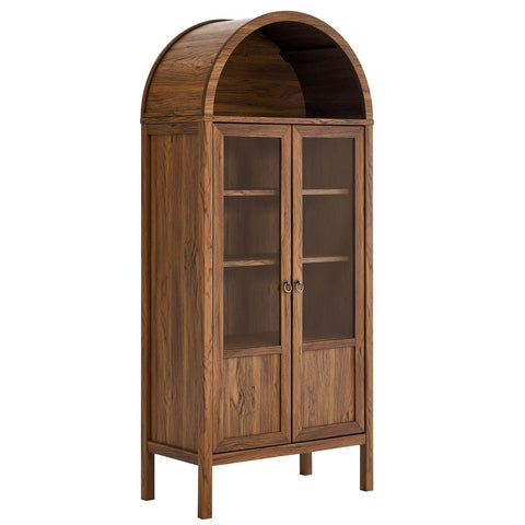Modway EEI-6638-WAL Tessa Tall Arched Storage Display Cabinet, Walnut